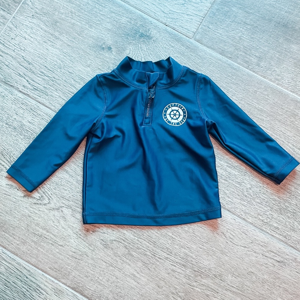 Carter’s Baby Boys Rash Guard Swim Shirt Zipper Navy Blue 3M